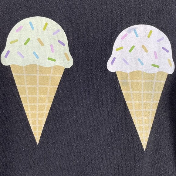 Wildfox Womens Size XS Black Ice Cream Cone Graphic Sweatshirt Top - Picture 2 of 7